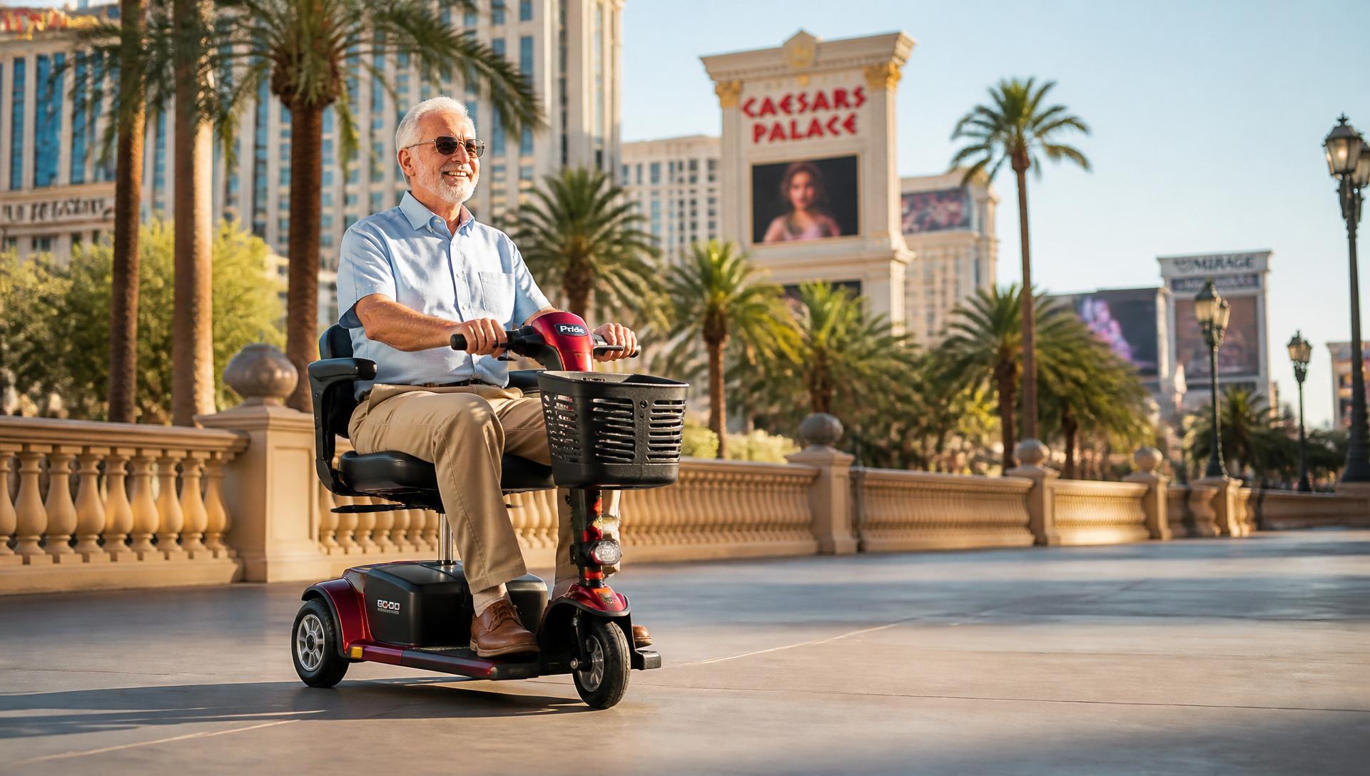 Seniors riding mobility scooters in Las Vegas